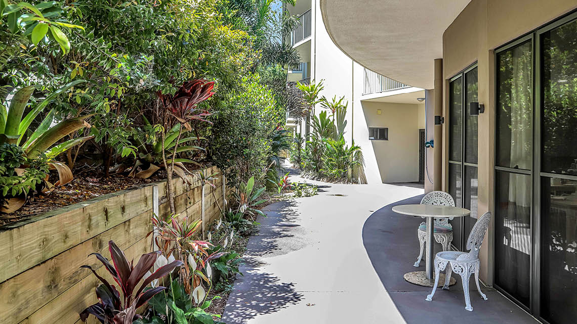 Bupa Aged Care Tugun Patio with stunning gardens feb 2021