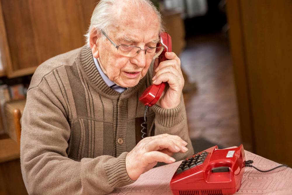 Old man on using Phone